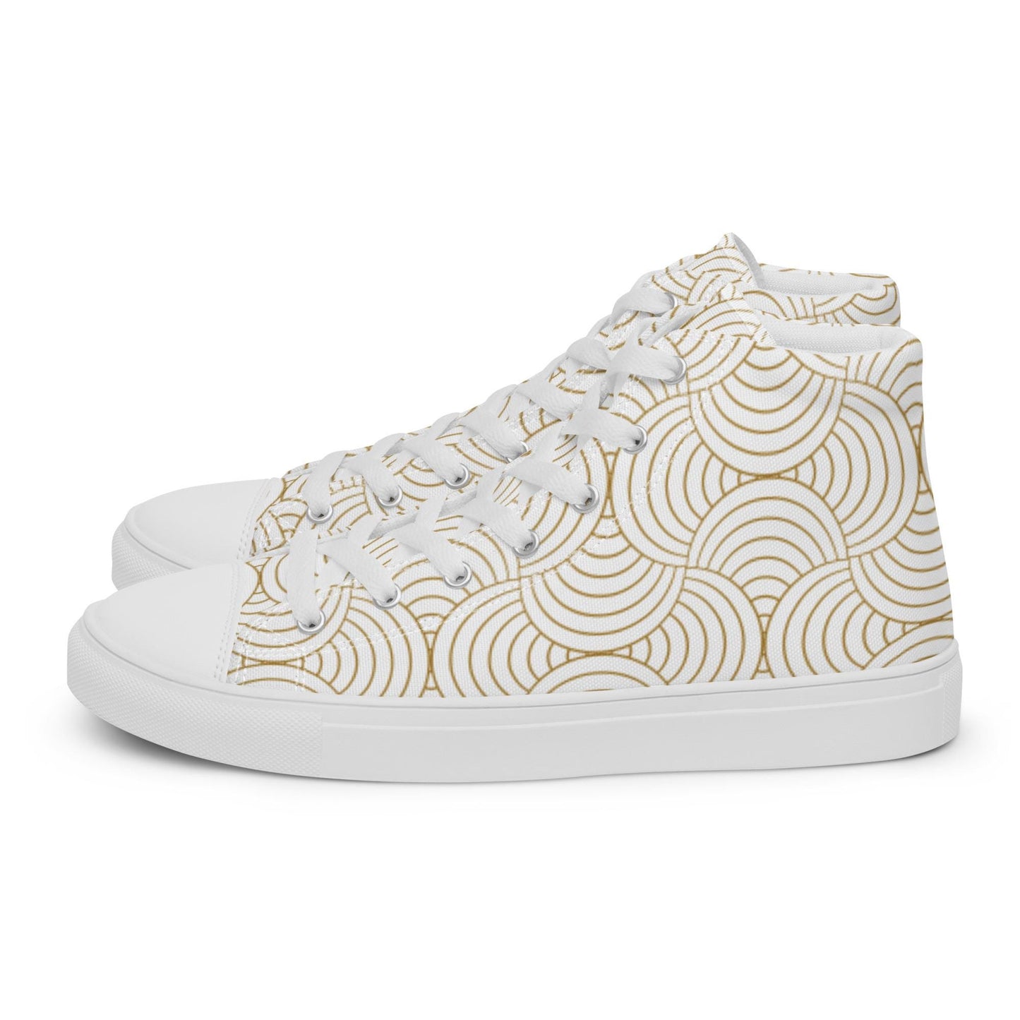 Baskets hautes en toile femme - Blanc et Or – Légères et confortables – Graphique
