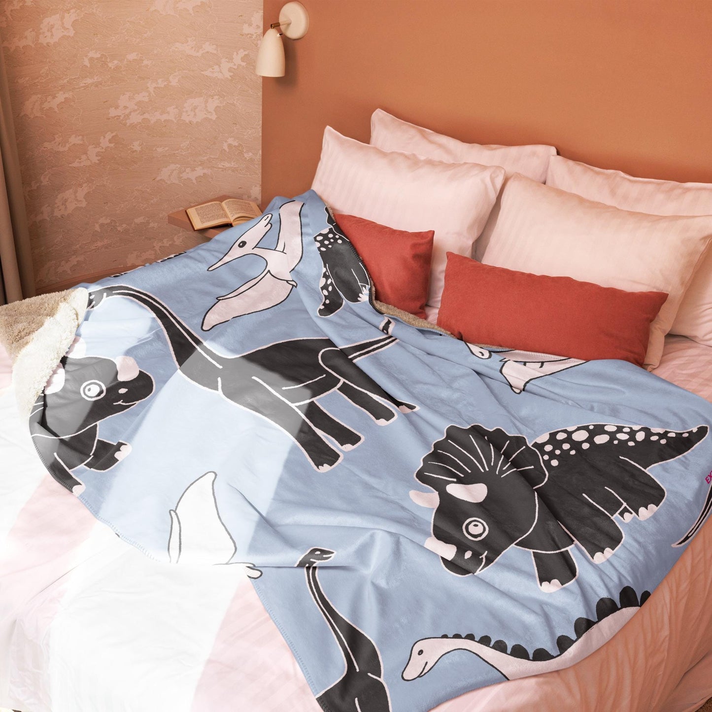 Plaid Doux en Sherpa Dinosaure – Couverture Chaude et Confortable - Salon, Canapé, Lit, décoration maison, cadeau, Noël anniversaire chambre