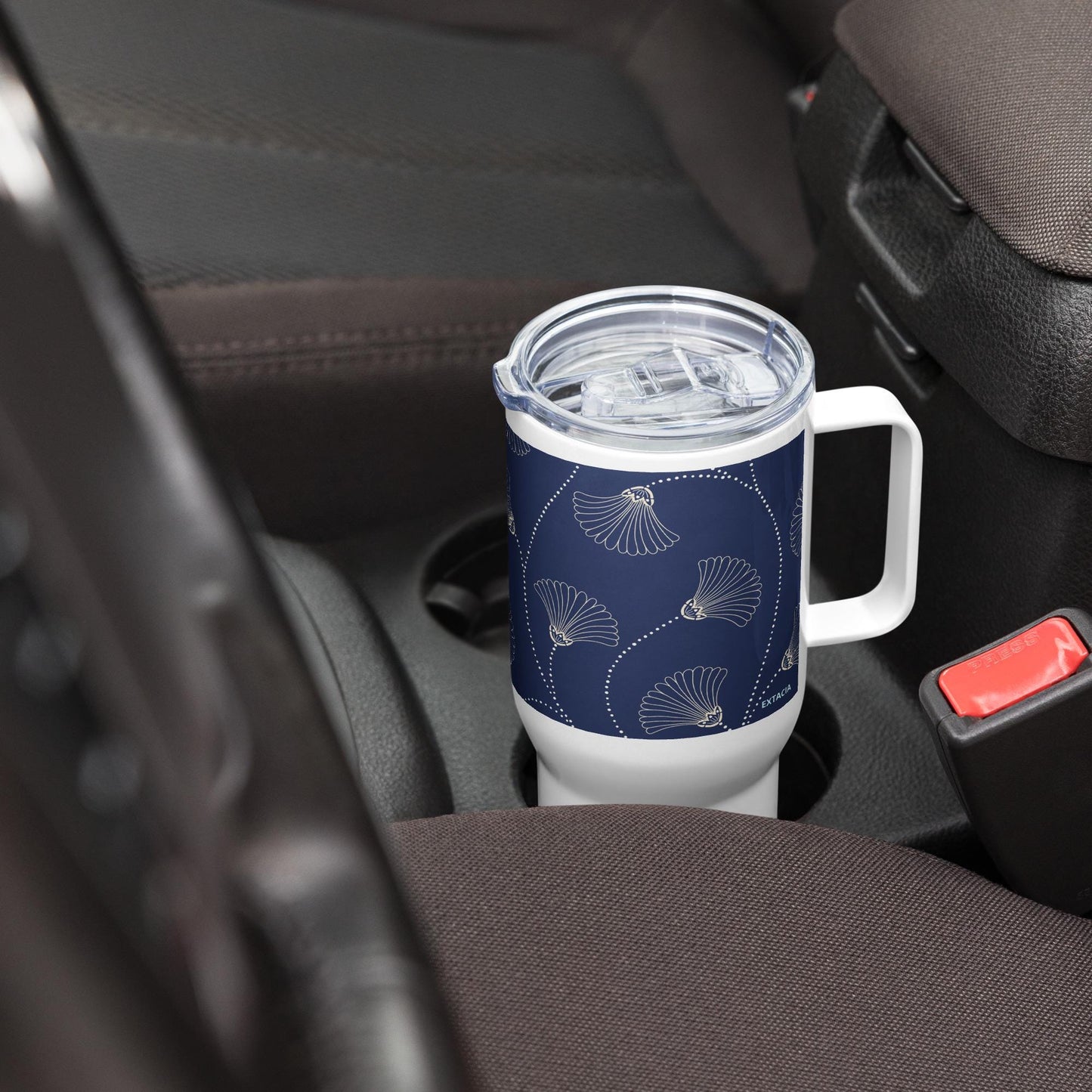 Mug Isotherme Inox - Mug de Voyage Isotherme en Acier Inoxydable avec Anse â Design Florale - THERMOS, gobelet - Durable, LĂ©ger, Ătanche