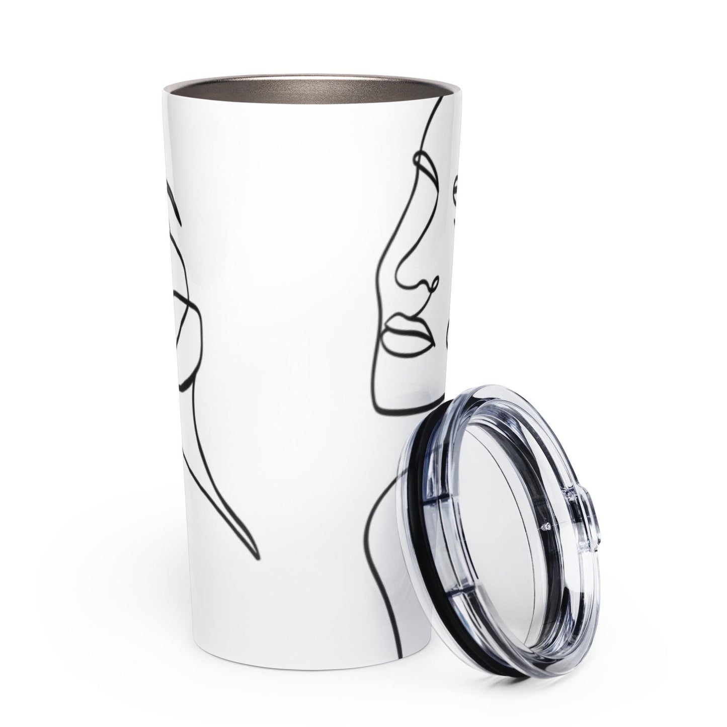 Mug isotherme inox - Gobelet en acier inoxydable étanche, Double Paroi - Mug de voyage 600 ml (20 oz) - Design Minimaliste Calligraphie