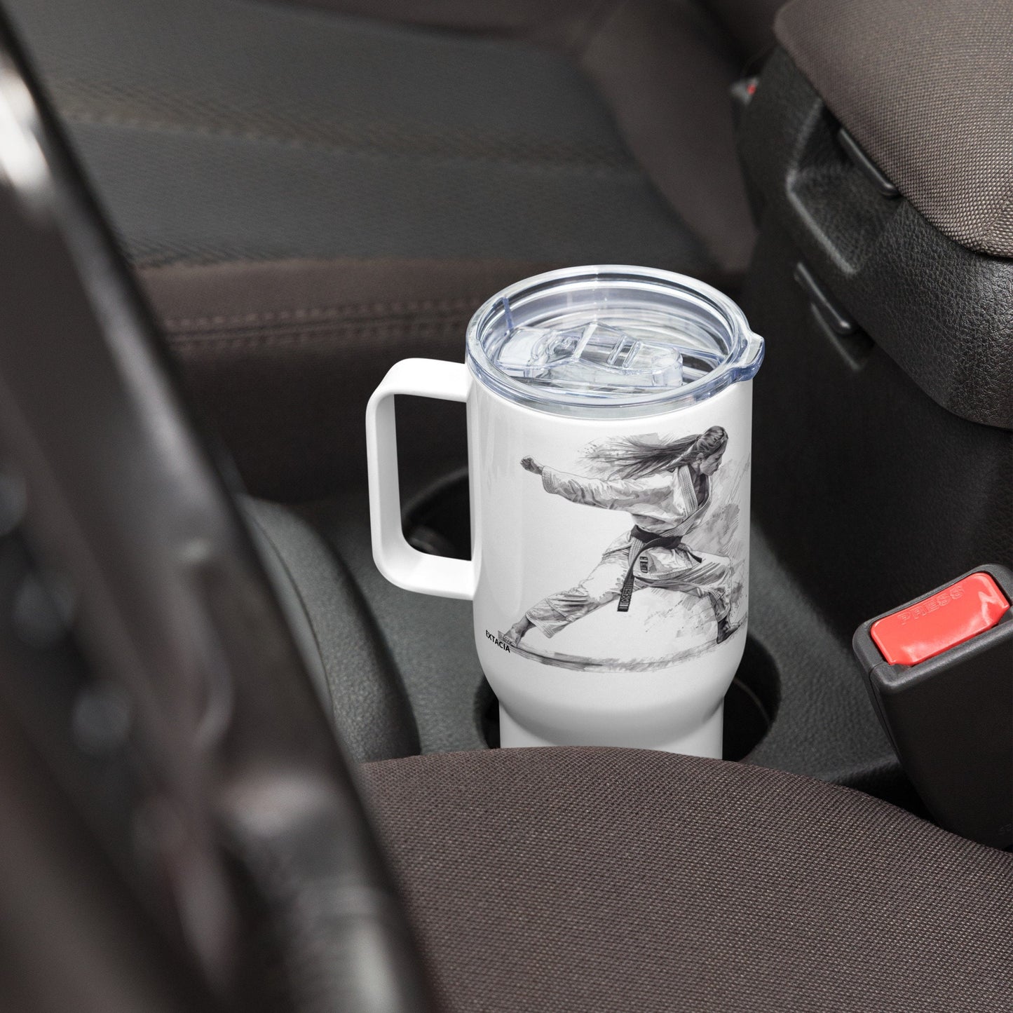 Mug Isotherme Inox - Mug de Voyage Isotherme en Acier Inoxydable avec Anse – Design Arts Martiaux - THERMOS, gobelet - Durable, Étanche
