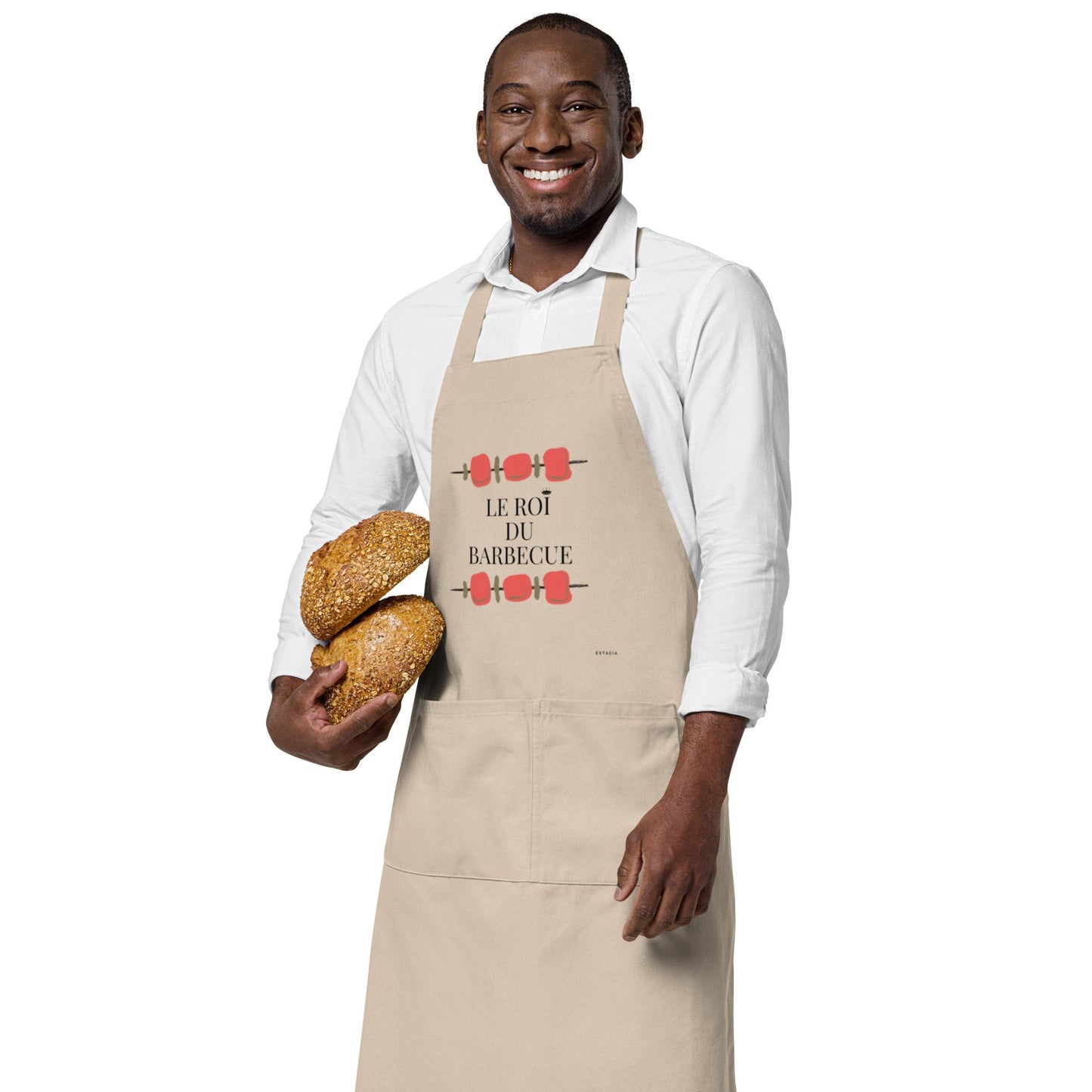 Tablier pour Homme 100 % Coton Bio "Le Roi du Barbecue" - Cadeau BBQ Original - coton biologique, Accessoire cuisine, cadeau papa mari