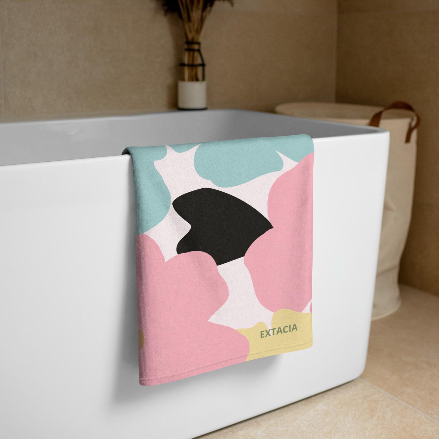 Serviette de Bain en Coton – Serviette de plage - Douce, Absorbante et Compacte - Voyage, Sport, Piscine surf - Design Minimalist fleuri