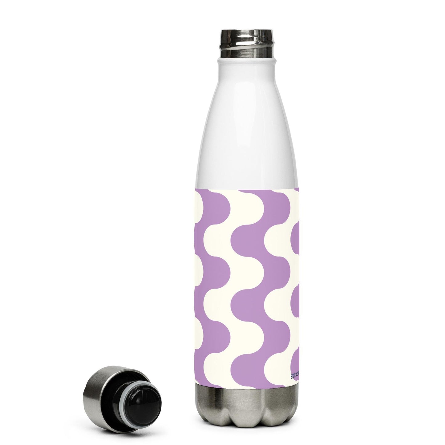 Gourde Inox - Blanc & Violet – Bouteille Étanche, isotherme, durable en acier inoxydable – Graphique