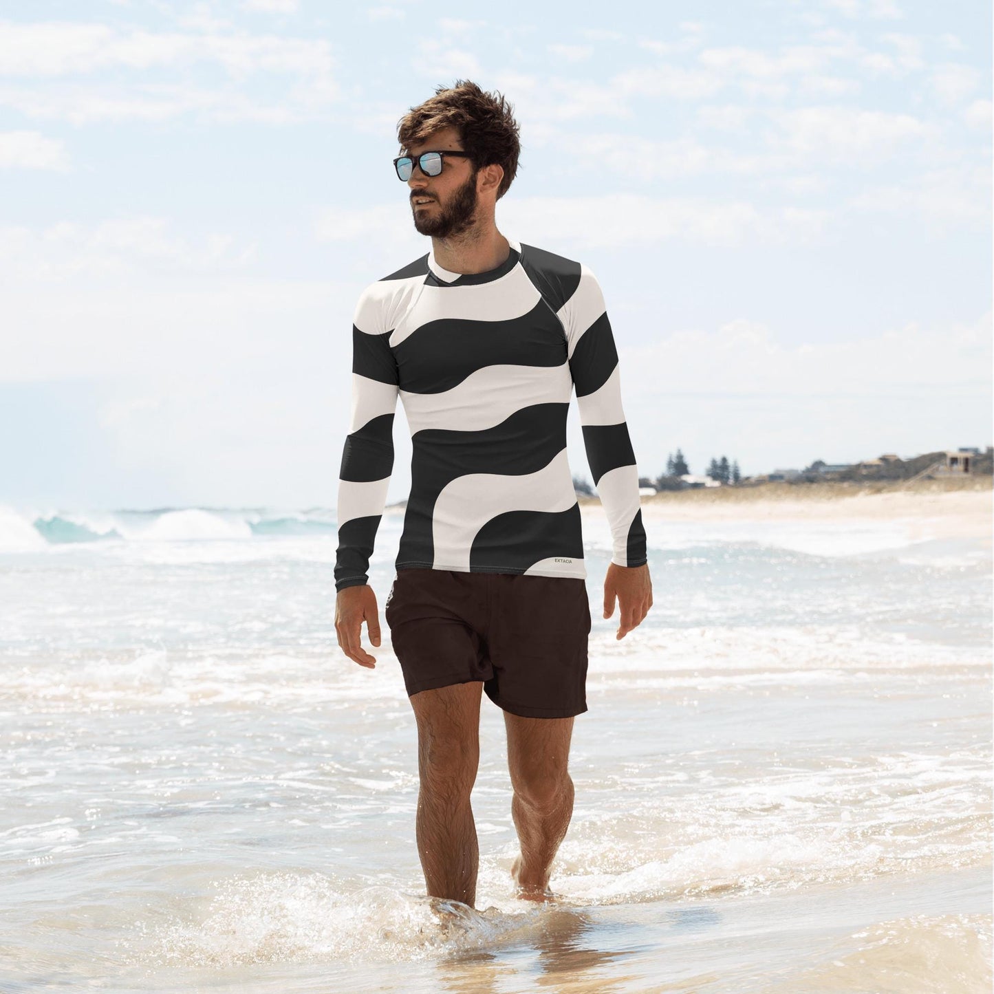 Rash Guard pour Homme en Polyester Recyclé – T-shirt de Compression à manches longues - Durable et écoresponsable, Anti-UV, Séchage Rapide