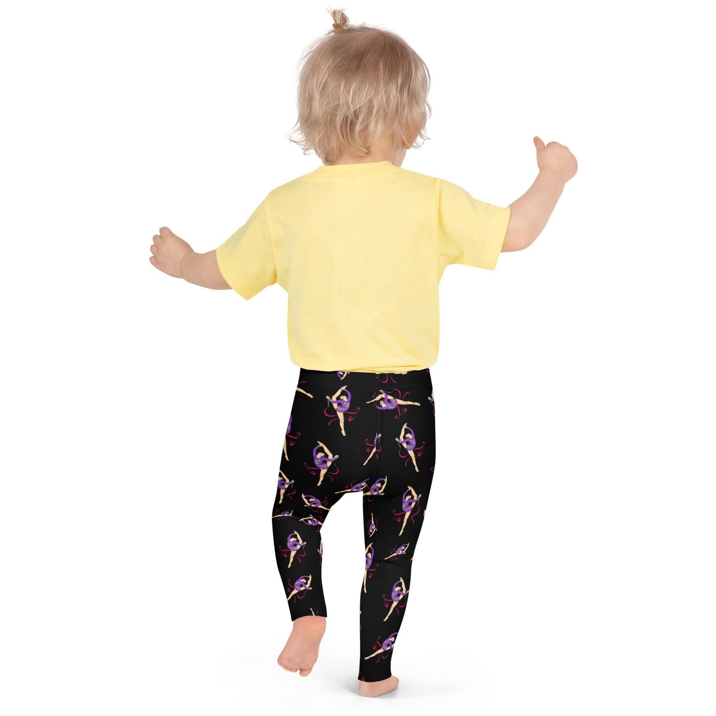 Legging pour petite fille – Noir – Doux, extensible, toutes saisons – Motif Gymnaste Danseuse