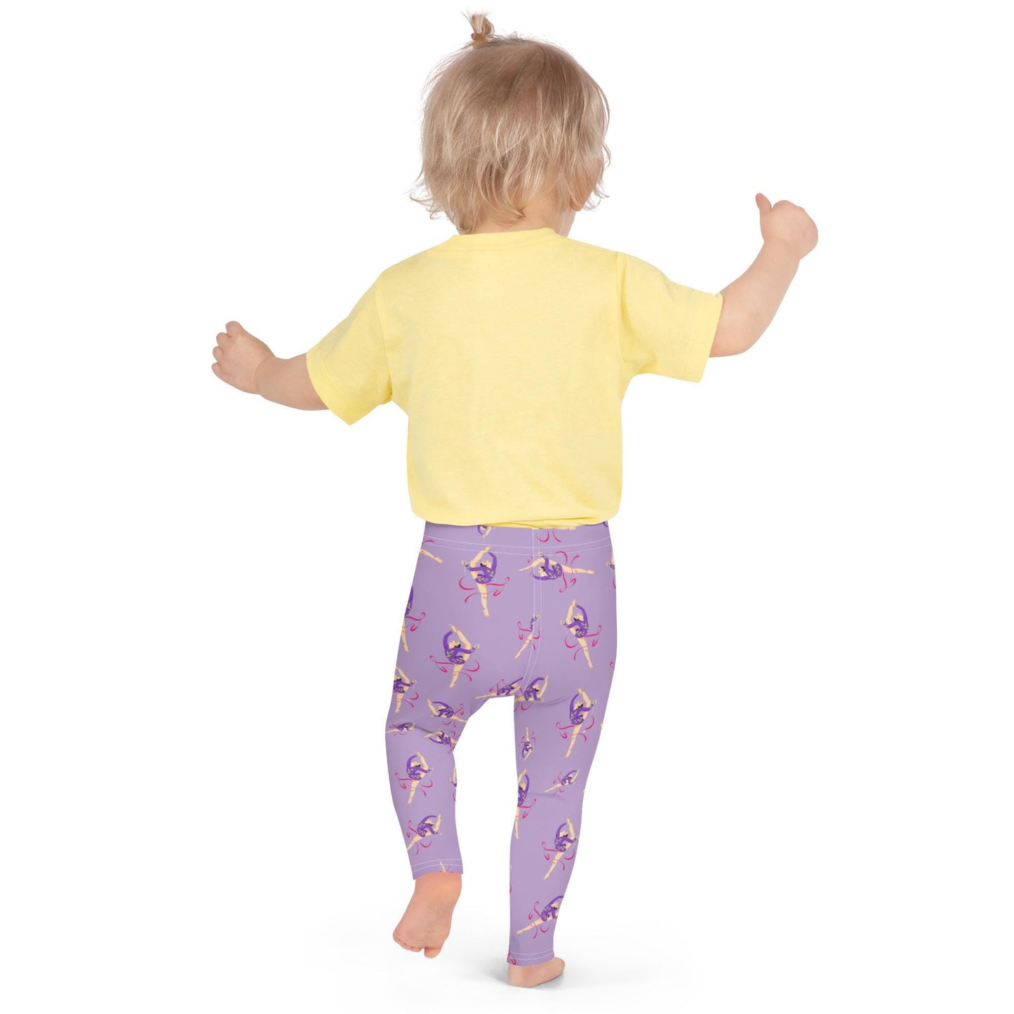 Legging pour petite fille – Lila – Doux, extensible, toutes saisons – Motif Gymnaste Danseuse