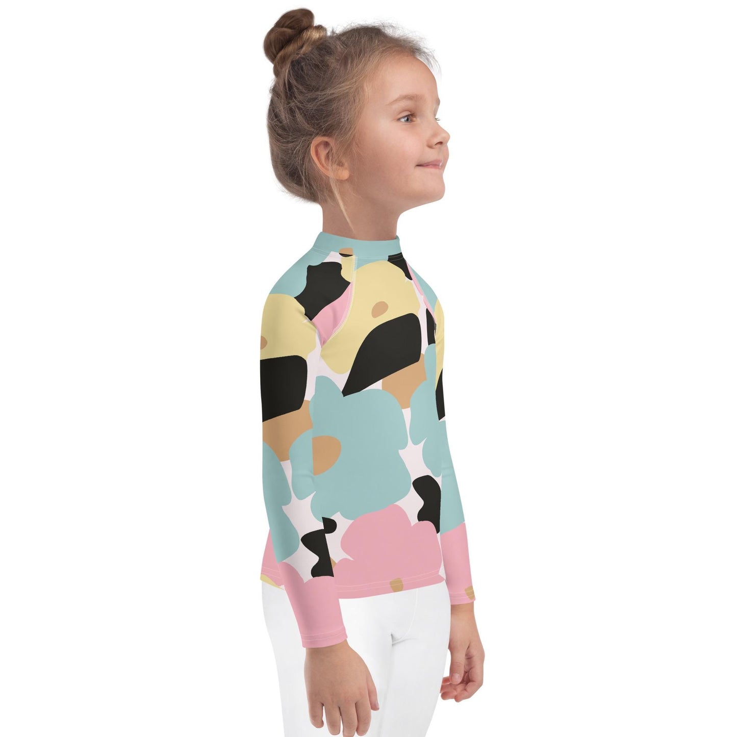 Rash guard pour petite fille – Fleuri, Pastel – Compression légère, séchage rapide – Minimaliste