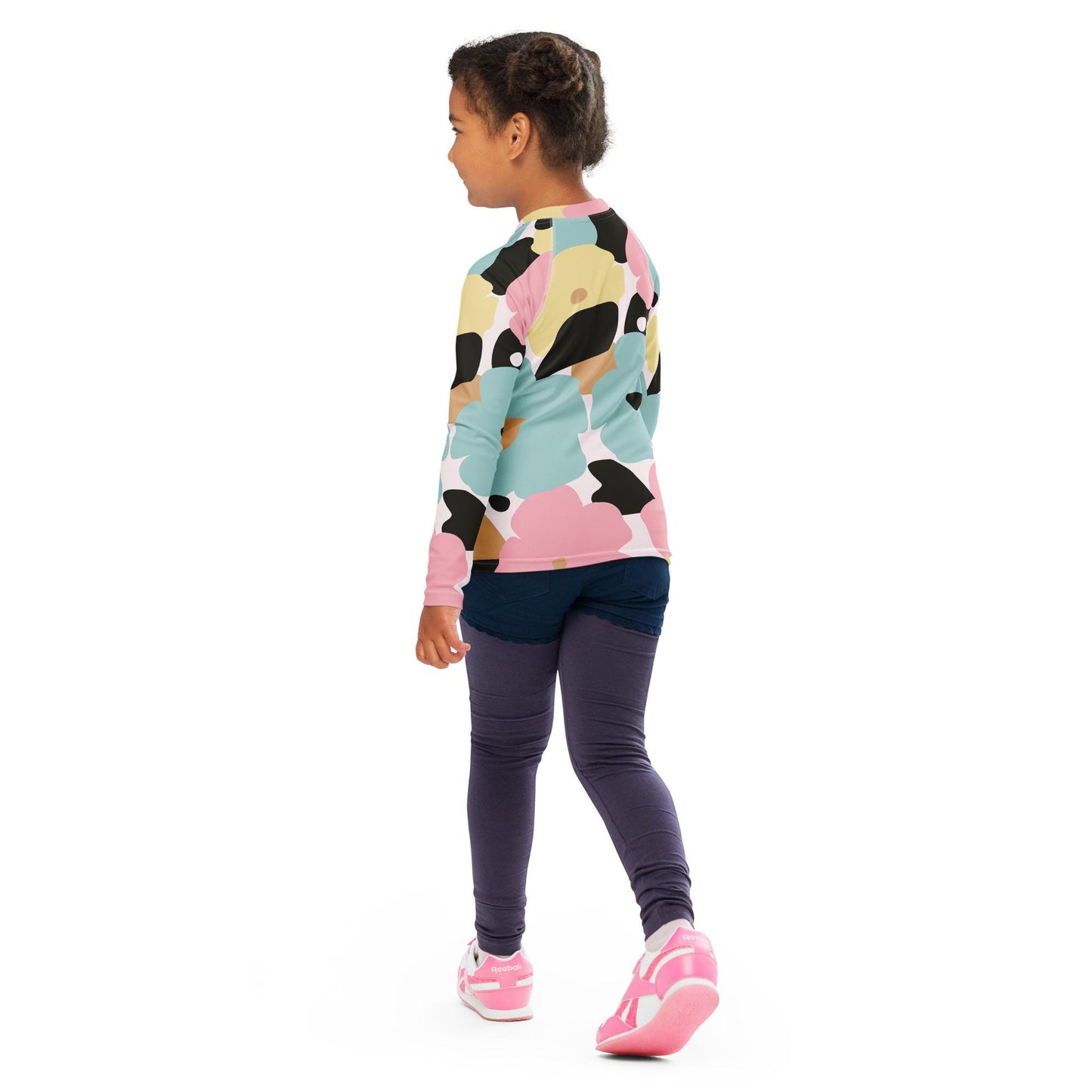 Rash guard pour petite fille – Fleuri, Pastel – Compression légère, séchage rapide – Minimaliste