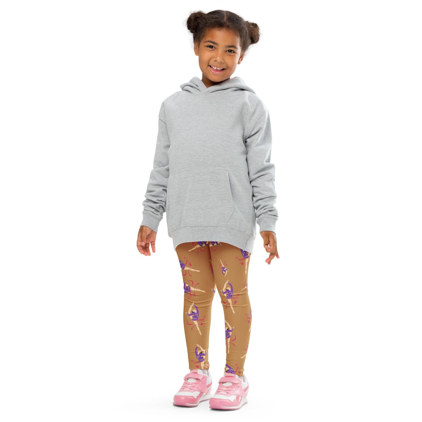 Legging pour petite fille – Camel – Doux, extensible, toutes saisons – Motif Gymnaste Danseuse