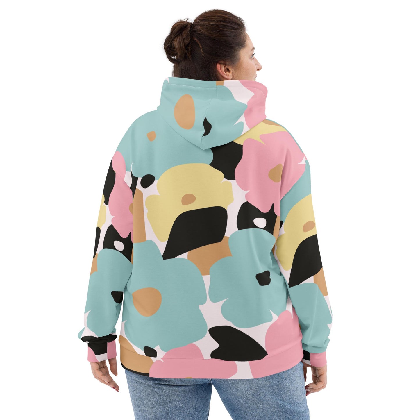 Sweat à capuche pour femme – Fleuri, Pastel – Polyester recyclé, doux & durable – Nature Minimaliste