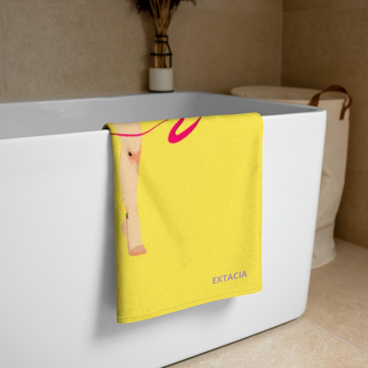 Serviette de Bain et de Plage en Coton - Douce Absorbante Compacte - Sport, Piscine surf - cadeau, anniversaire - Design Danseuse, Gymnaste