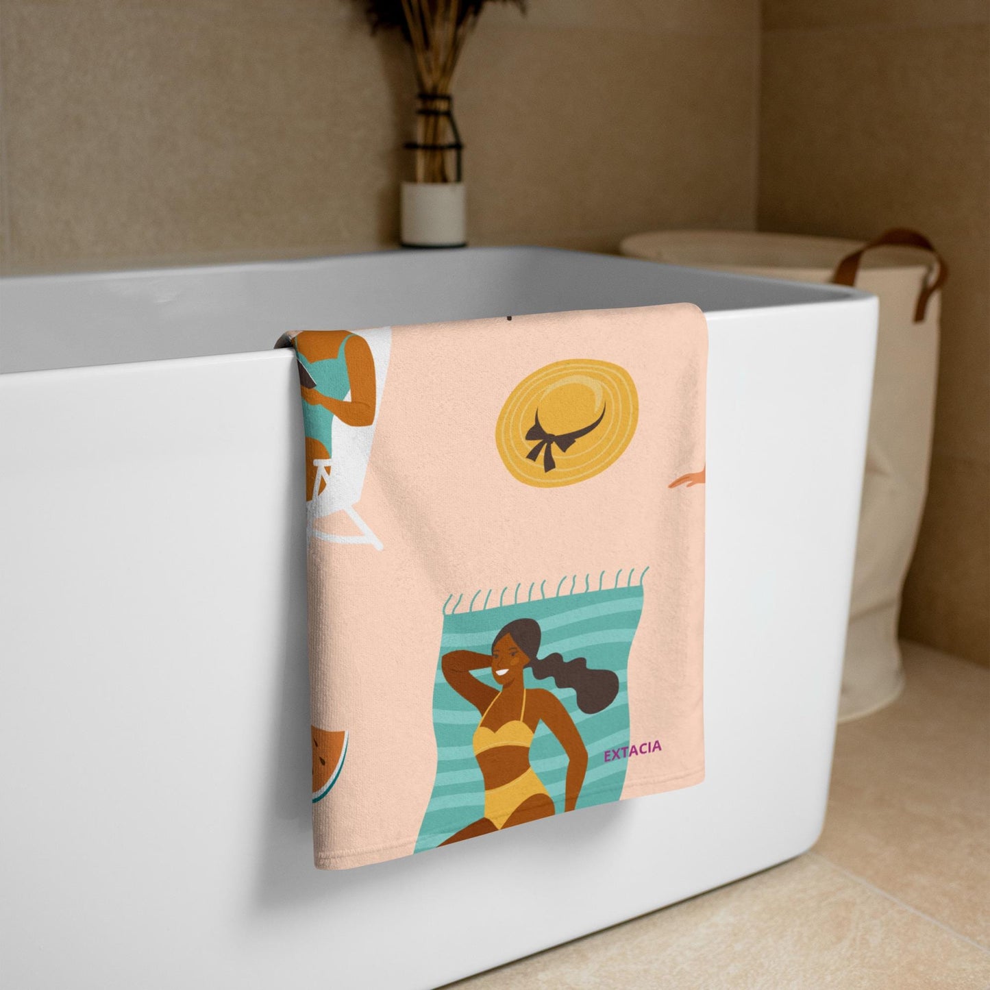 Serviette de Bain et de Plage en Coton - Douce, Absorbante et Compacte - Voyage, Sport, Design des Silhouettes Feminine, Femmes, Plage, été