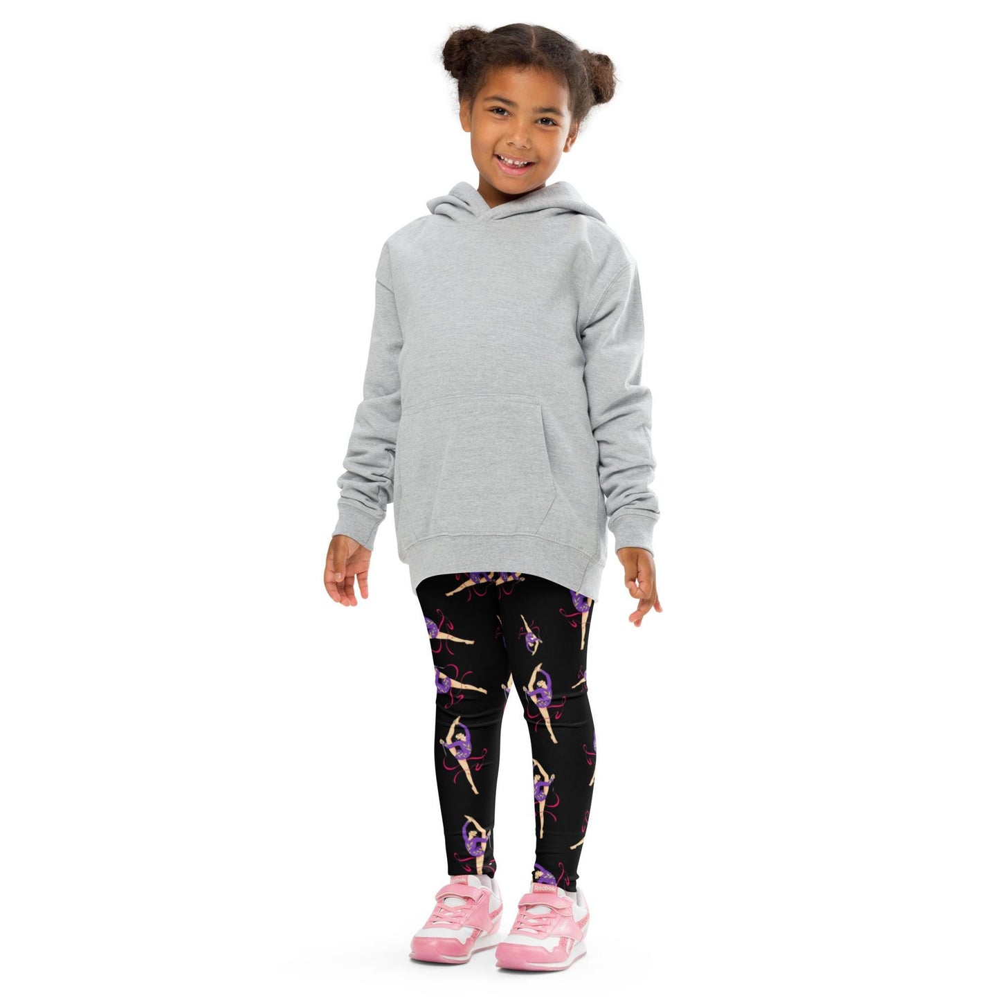 Legging pour petite fille – Noir – Doux, extensible, toutes saisons – Motif Gymnaste Danseuse