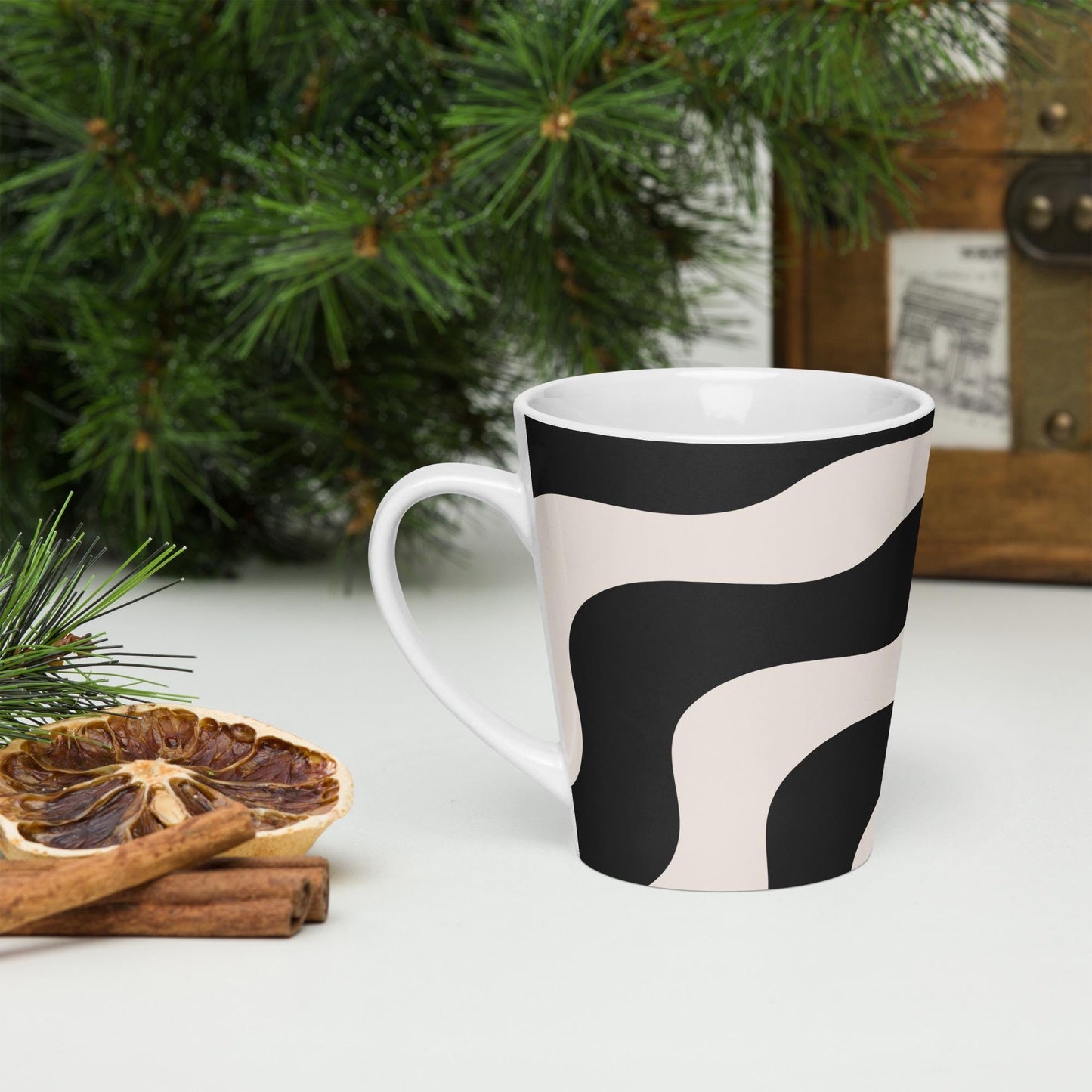 Mug à café en Céramique Blanche - Tasse 12 oz - Élégante, Ergonomique – Bureau, Cuisine, Maison, Cadeau - Design Graphique Minimaliste
