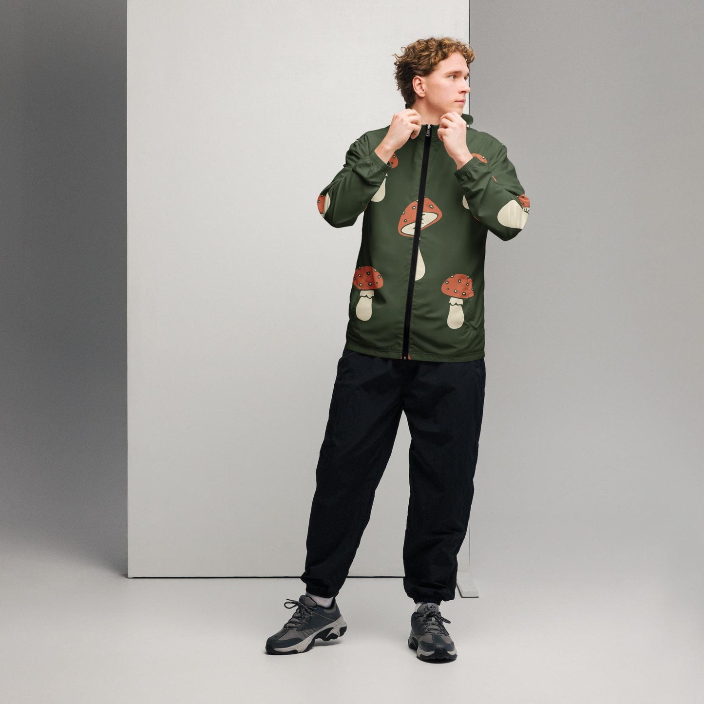 Veste coupe-vent pour homme imprimée – À capuche, doublée, imperméable et respirante – Minimaliste