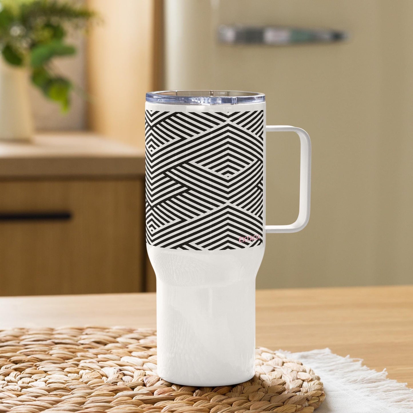 Mug Isotherme Inox - Mug de Voyage Isotherme en Acier Inoxydable avec Anse Design Artistique FĂ©minins Calligraphie - THERMOS gobelet Ătanche