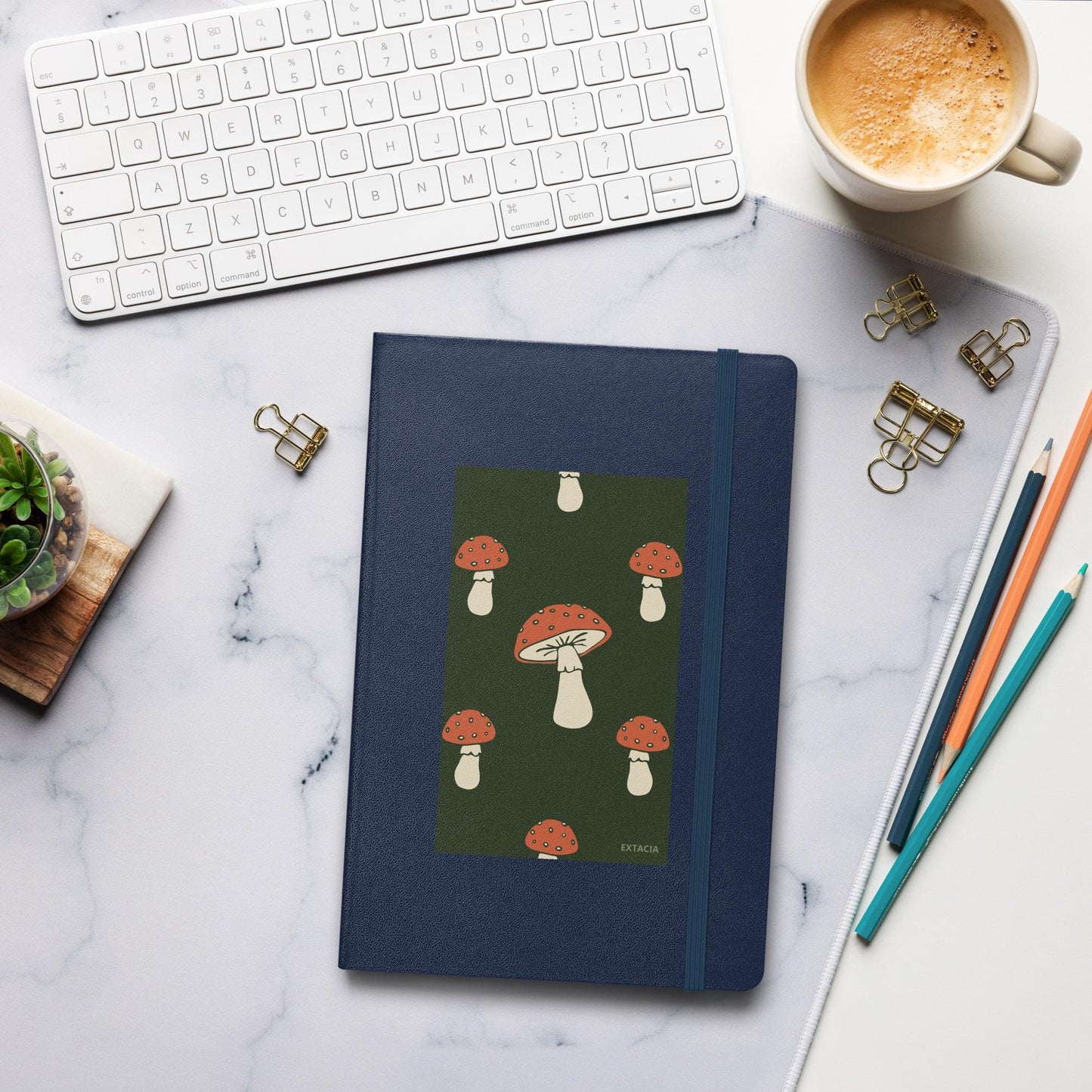Carnet Journal à Couverture Rigide avec illustration Champignos - Notebook pour écriture dessin organisation, papeterie créative - cadeau