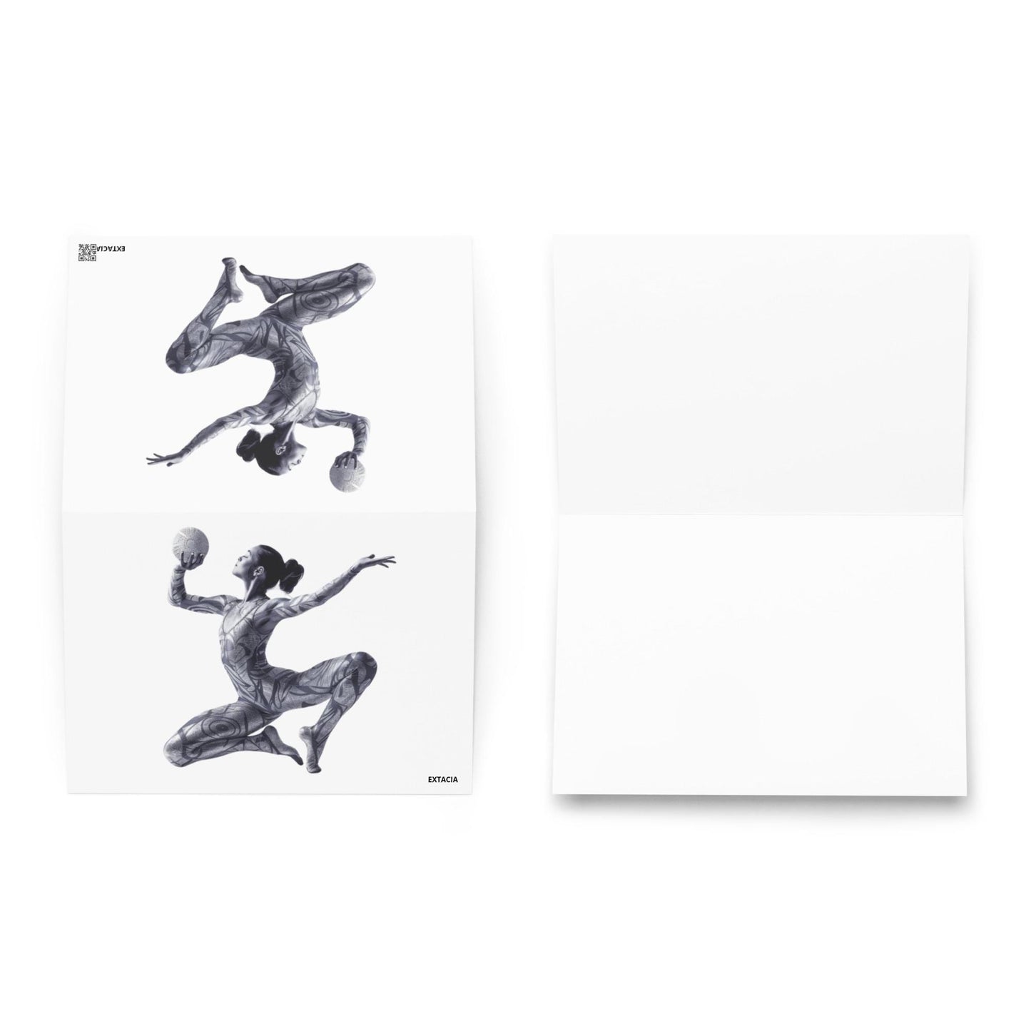 Carte de Vœux imprimée avec Illustration Originale carte artistique avec enveloppe, papeterie délicate pour message personnel gymnaste danse