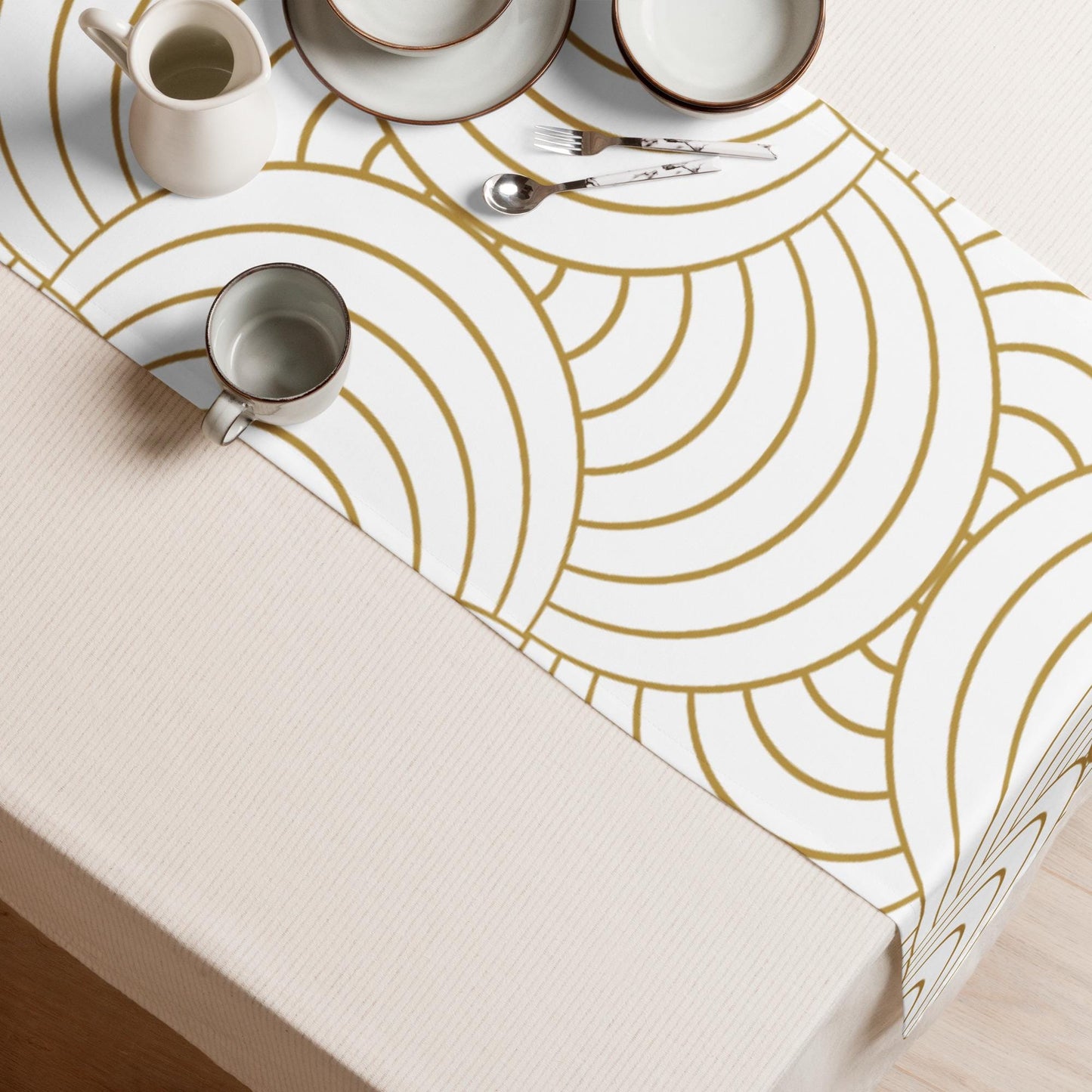 Chemin de table imprimé déco moderne - tissu résistant lavable - accessoire élégant pour table salle à manger ou buffet - décoration maison
