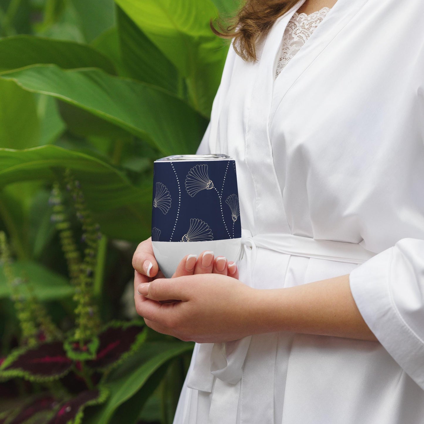 Mug Isotherme Inox - Petit Thermos Isotherme en Acier Inoxydable – Design Florale - Mug de Voyage, Gobelet à Vin, Café, Thé, Étanche