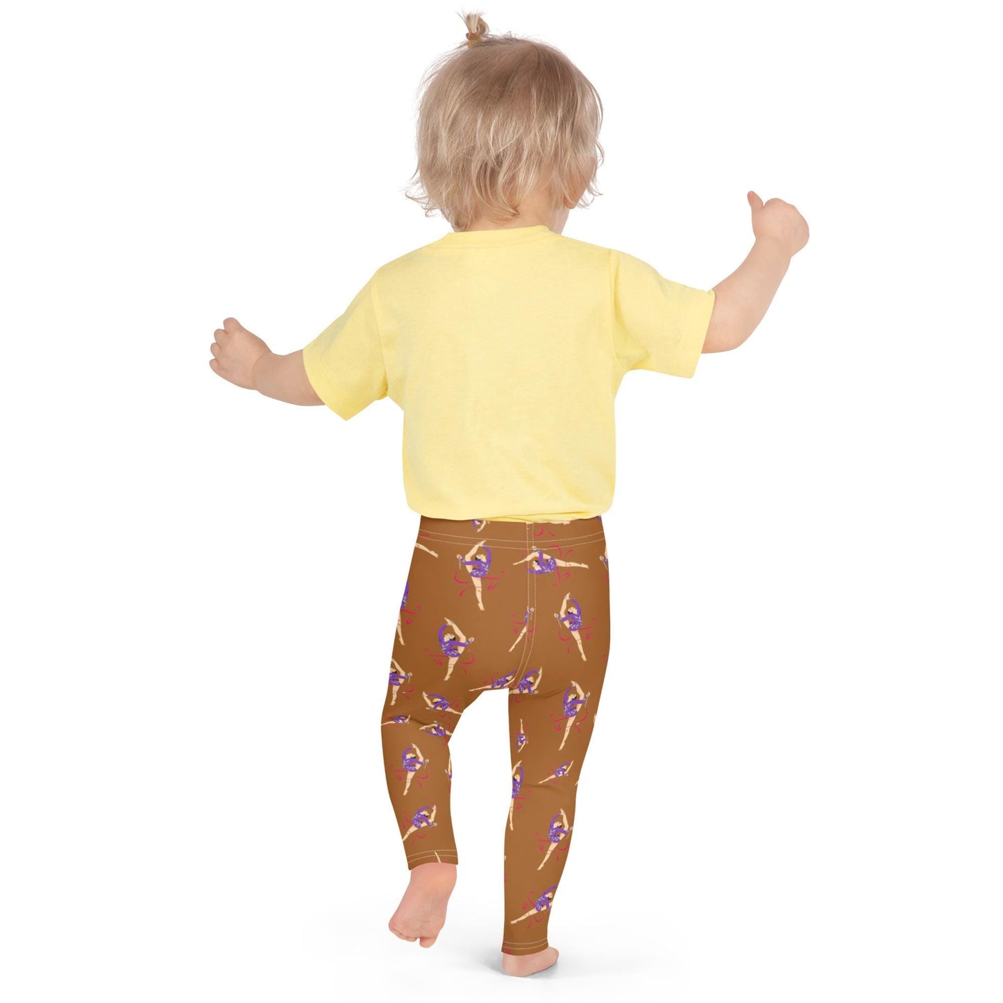 Legging pour petite fille – Caramel – Doux, extensible, toutes saisons – Motif Gymnaste Danseuse