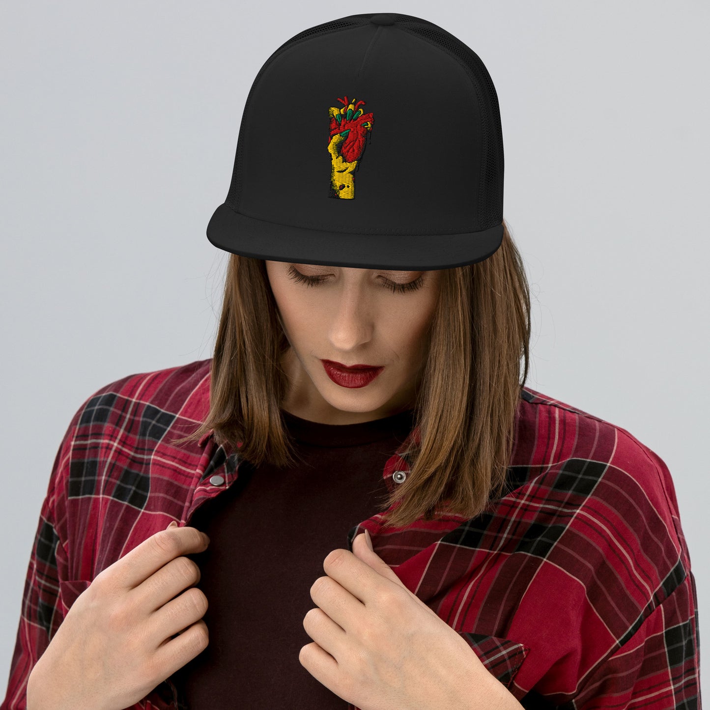 Casquette trucker unisexe Minimaliste – Maille filet respirante, motif brodé – Coeur Déjà Pris