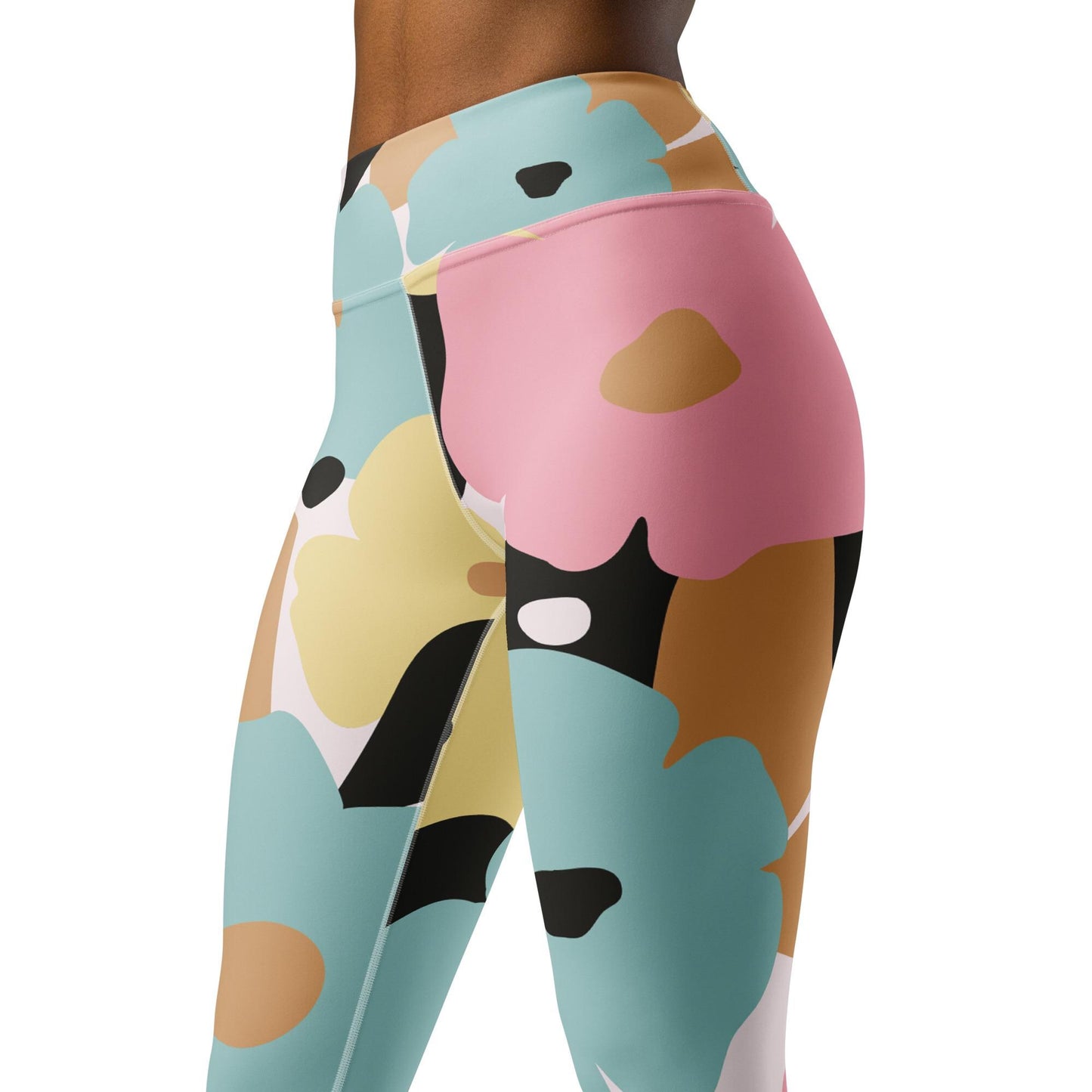 Legging de yoga femme fleuri pastel - imprimé minimaliste - Détail matière extensible et séchage rapide