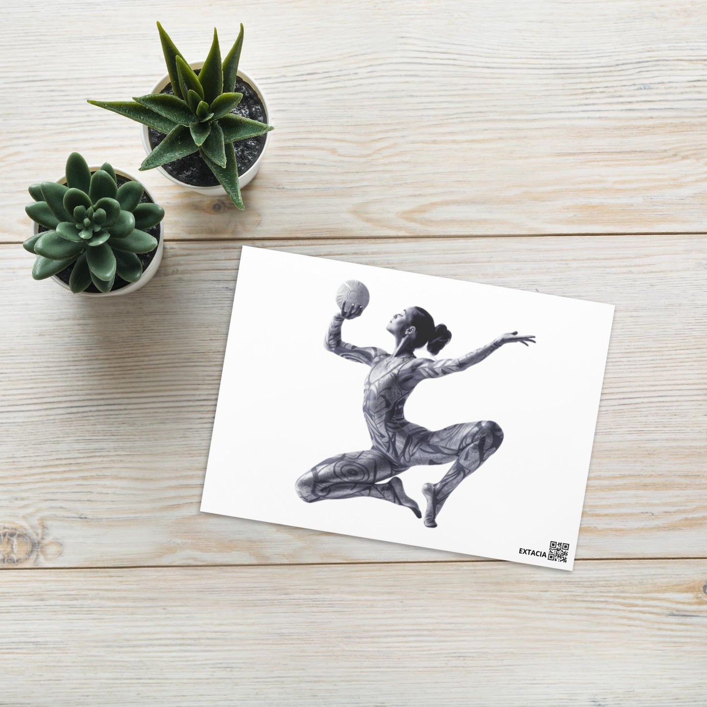 Carte de Vœux imprimée avec Illustration Originale carte artistique avec enveloppe, papeterie délicate pour message personnel gymnaste danse