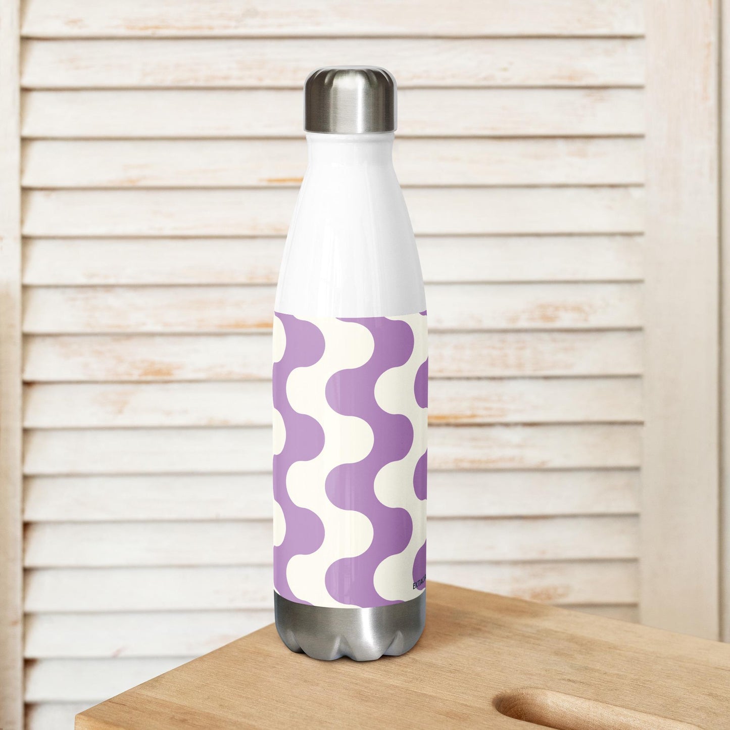 Gourde Inox - Blanc & Violet – Bouteille Étanche, isotherme, durable en acier inoxydable – Graphique