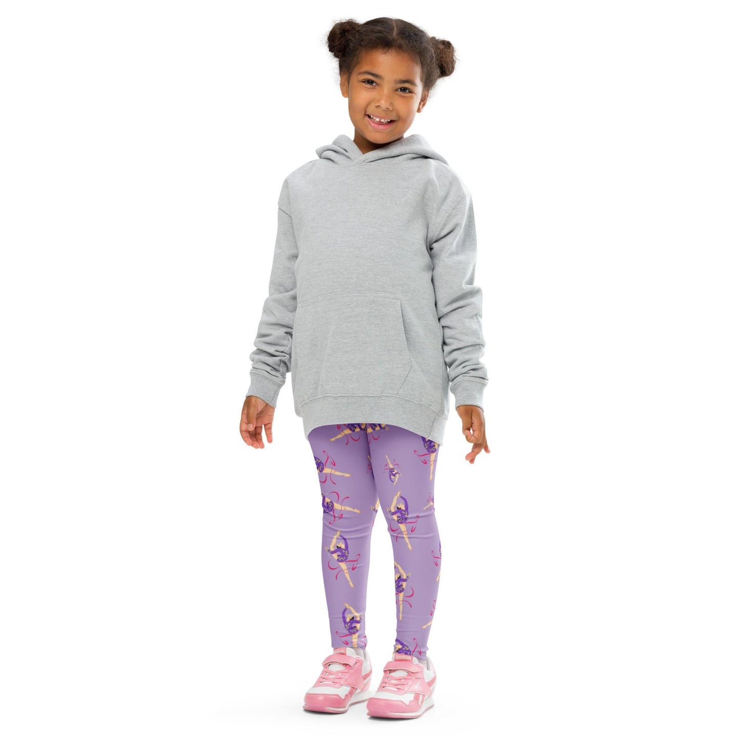 Legging pour petite fille – Lila – Doux, extensible, toutes saisons – Motif Gymnaste Danseuse