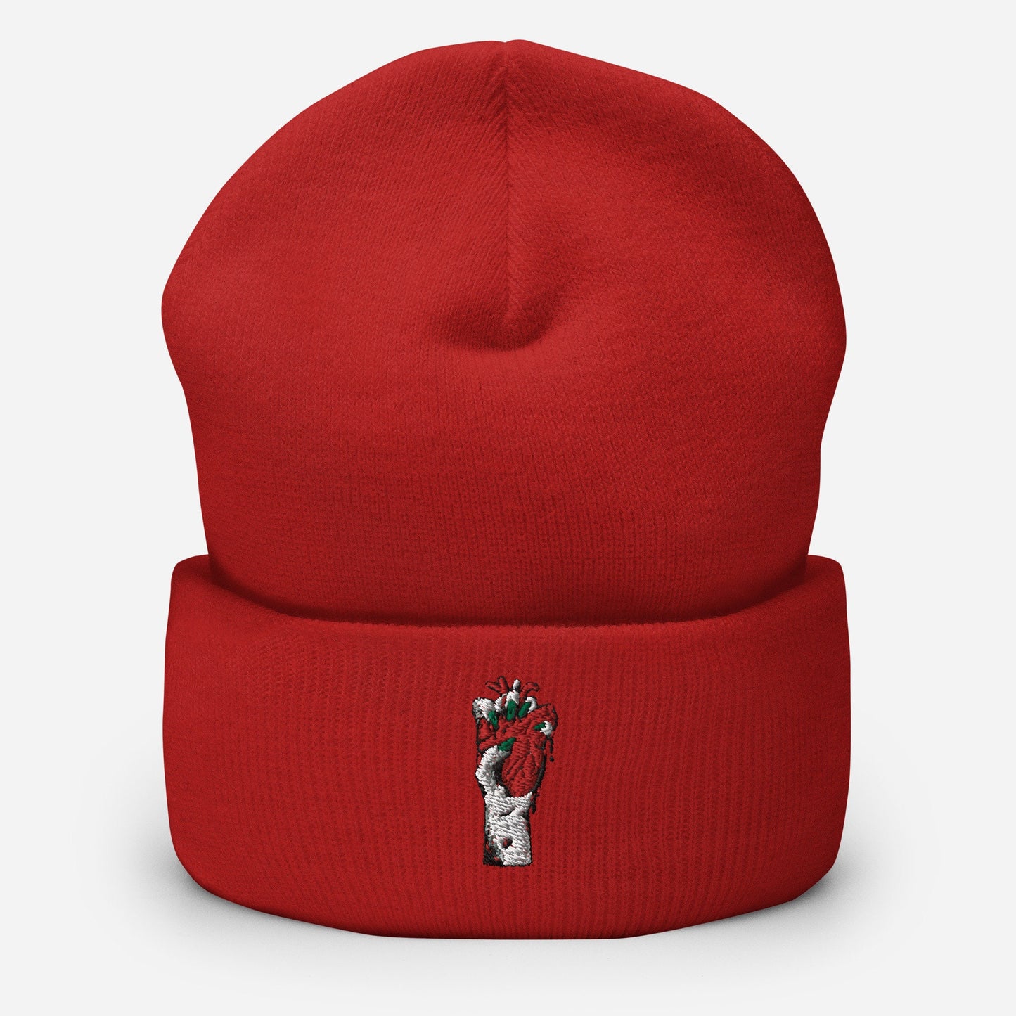 Bonnet Minimaliste à Revers - UNISEX avec motif brodée - accessoire d’hiver doux, chaud - Retro, hip hop, danse, skater, cadeau anniversaire