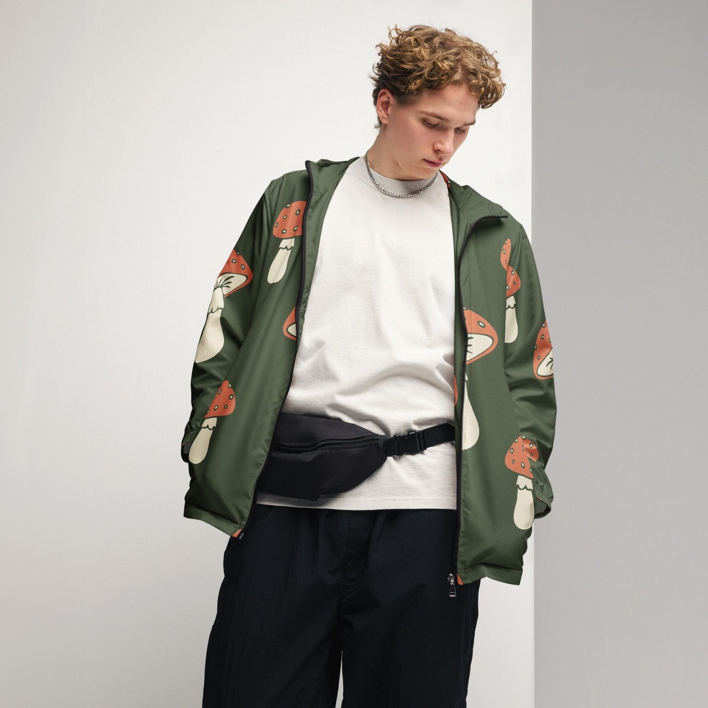 Veste coupe-vent pour homme imprimée – À capuche, doublée, imperméable et respirante – Minimaliste