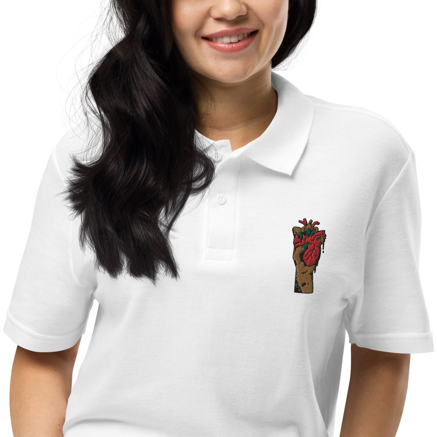 Polo piqué pour Femme 100% Coton - Motif Brodé sur la poitrine - coupe classique, haut casual, élégant, tenue décontractée, cadeau