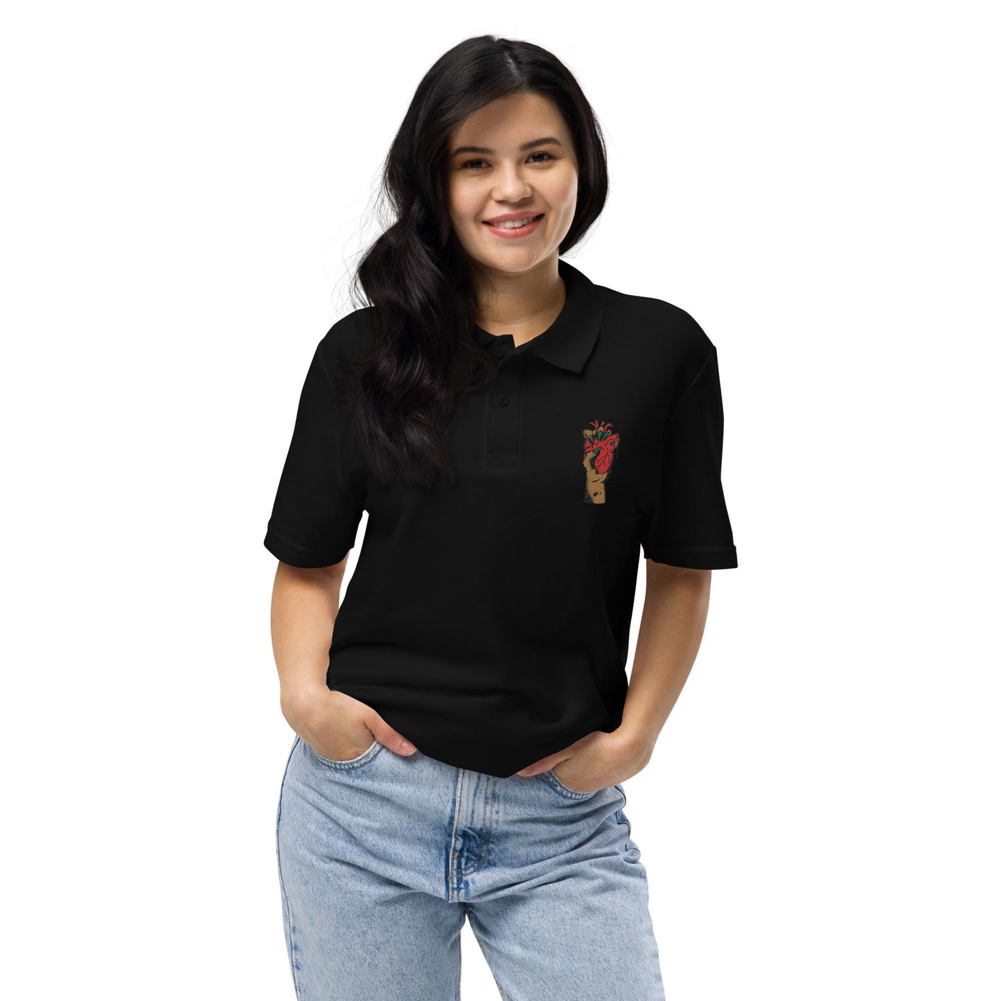 Polo piqué pour Femme 100% Coton - Motif Brodé sur la poitrine - coupe classique, haut casual, élégant, tenue décontractée, cadeau