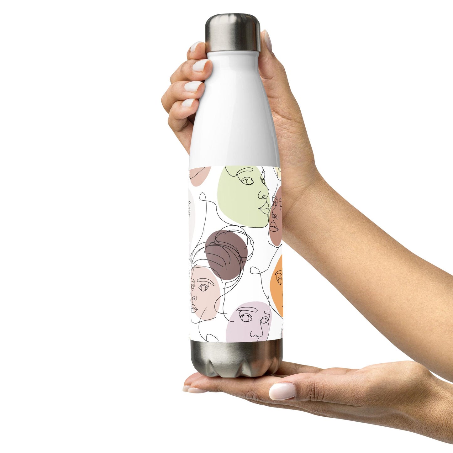 Bouteille en Inox - Gourde Étanche Isotherme en Acier Inoxydable – Design Artistique Visages Féminins Calligraphie - Durable – Bureau, Sport