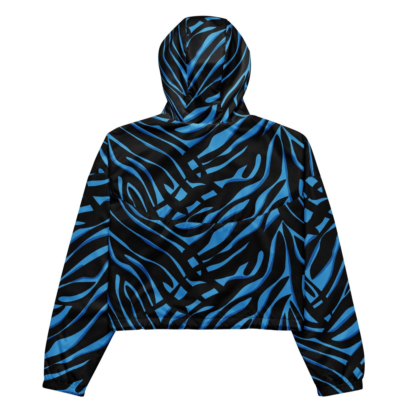 Veste coupe-vent pour femme courte - Bleu et Noir – Crop top imperméable, respirant, Imprimé Animal