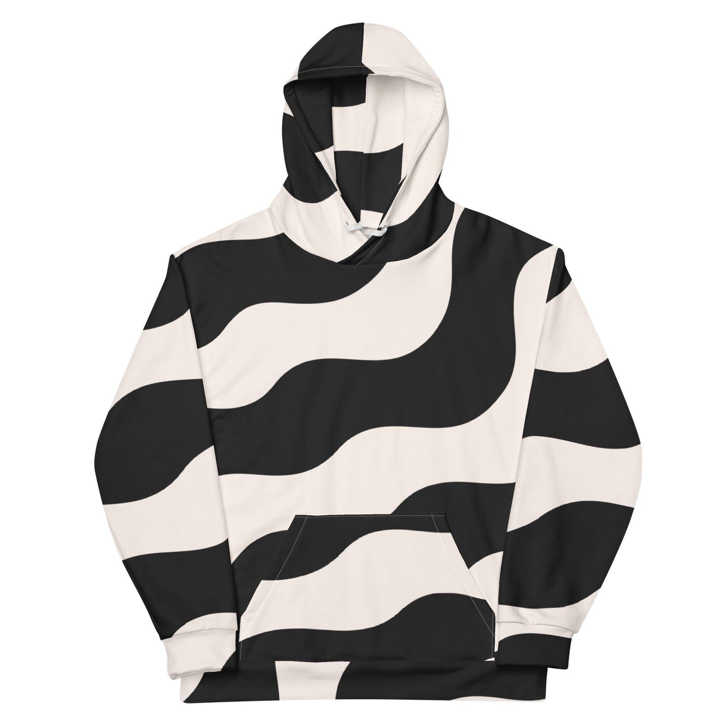 Sweat à capuche pour homme - Beige & Noir – Confort durable, matière recyclée – Graphique Minimaliste