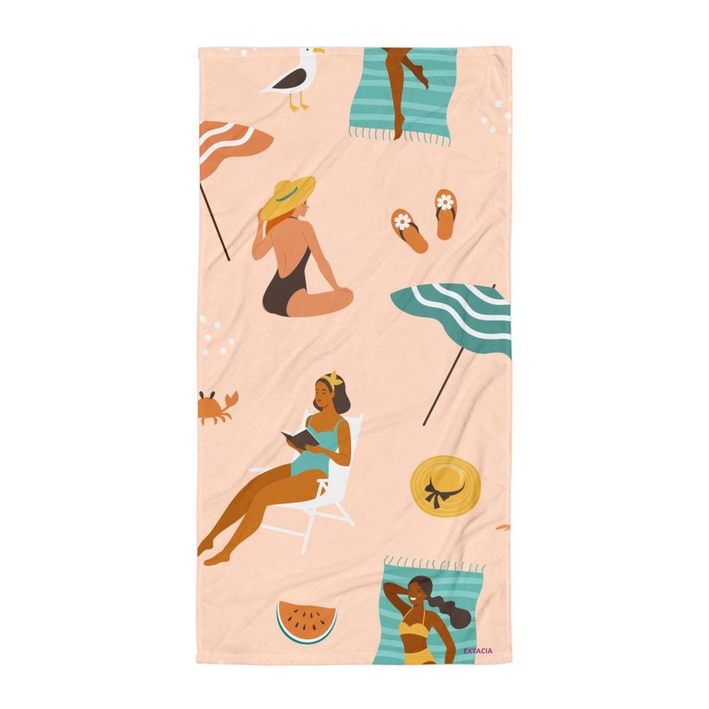 Serviette de Bain et de Plage en Coton - Douce, Absorbante et Compacte - Voyage, Sport, Design des Silhouettes Feminine, Femmes, Plage, été