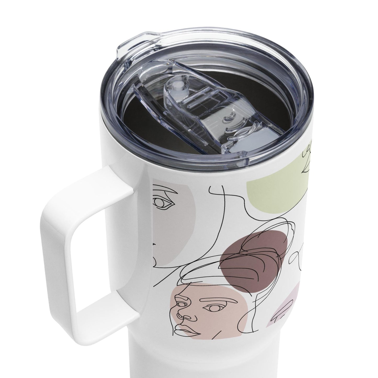 Mug Isotherme Inox - Mug de Voyage Isotherme en Acier Inoxydable avec Anse Design Artistique FĂ©minin Calligraphie - THERMOS gobelet Ătanche