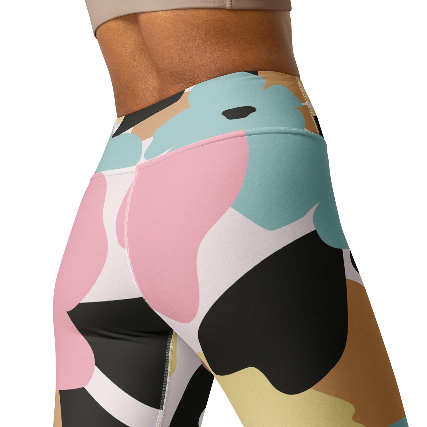 Legging de yoga pour femme – Fleuri, Pastel – Stretch, taille haute, séchage rapide – Minimaliste