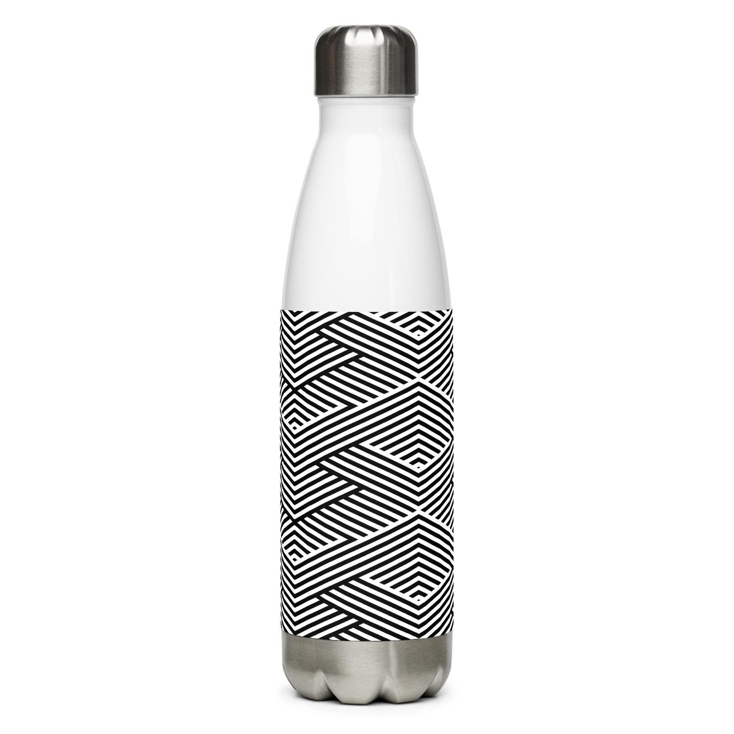 Gourde Inox - Noir & Blanc – Bouteille Étanche, isotherme, durable en acier inoxydable – Graphique