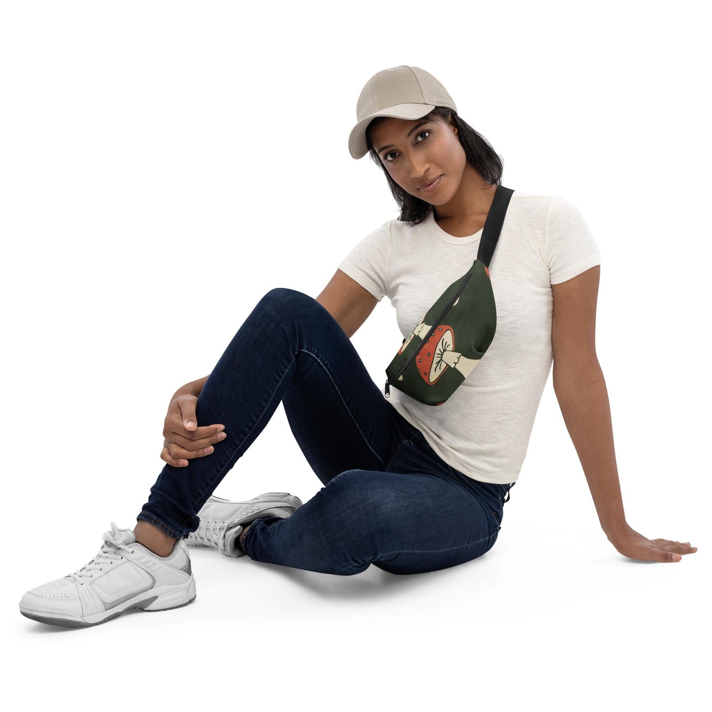 Sac banane Minimaliste - Sacoche Tendance, Unisex, Personnalisable - accessoire mode, pratique léger pochette Design Minimaliste Champignons