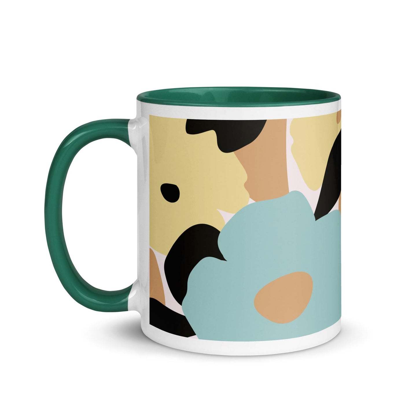 Mug à Intérieur Coloré – Tasse en Céramique Élégante - Design Florale - Café, Thé, Chocolat - cuisine, cadeau, anniversaire, bureau