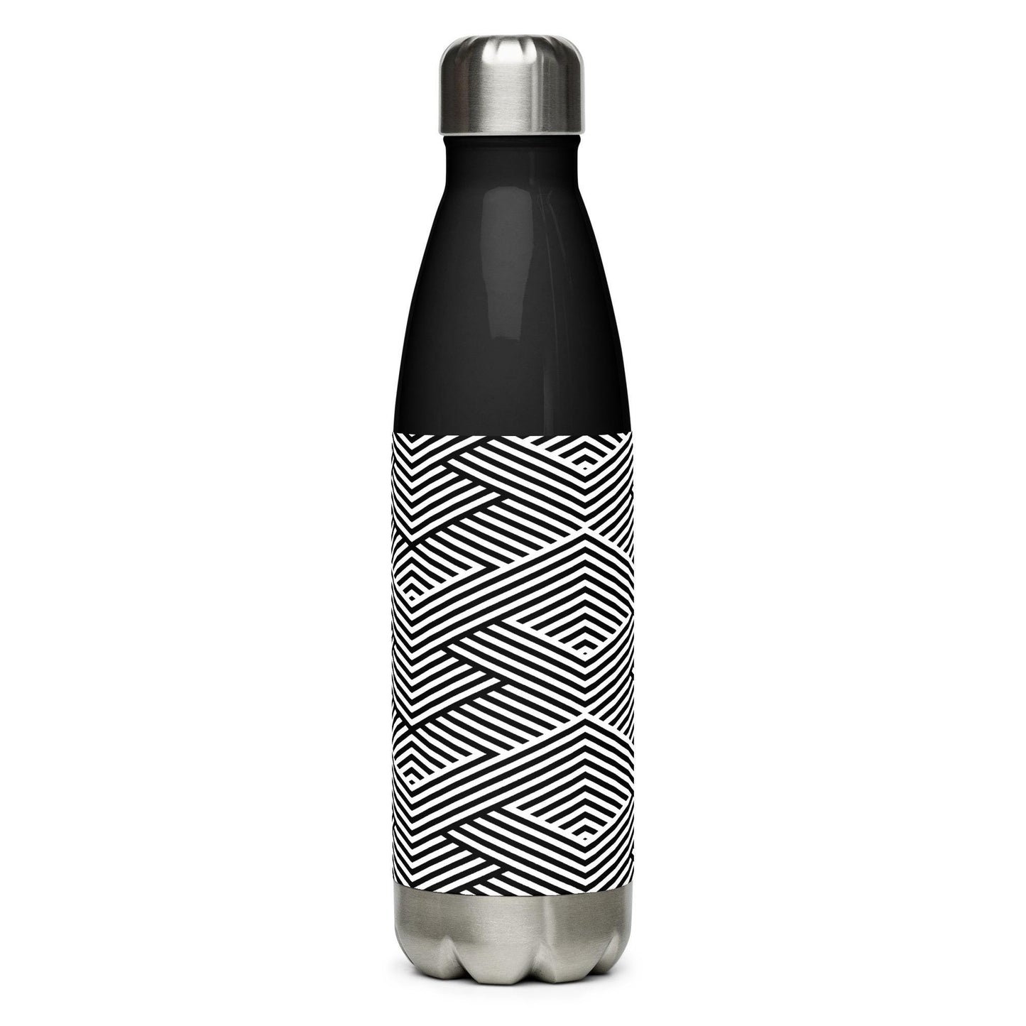 Gourde Inox - Noir & Blanc – Bouteille Étanche, isotherme, durable en acier inoxydable – Graphique