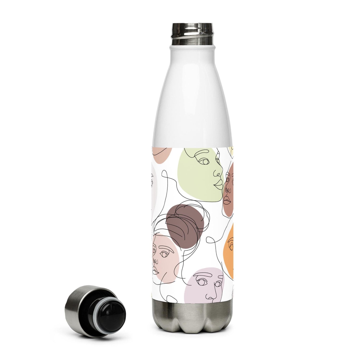 Bouteille en Inox - Gourde Étanche Isotherme en Acier Inoxydable – Design Artistique Visages Féminins Calligraphie - Durable – Bureau, Sport