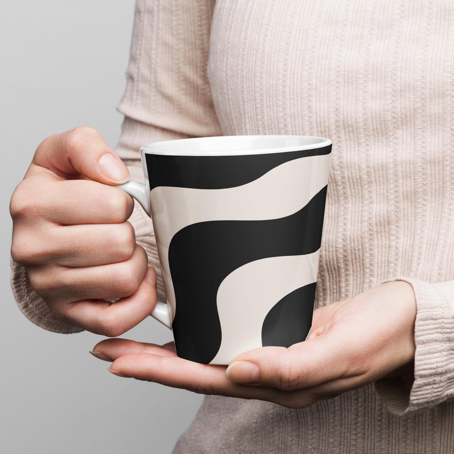 Mug à café en Céramique Blanche - Tasse 12 oz - Élégante, Ergonomique – Bureau, Cuisine, Maison, Cadeau - Design Graphique Minimaliste