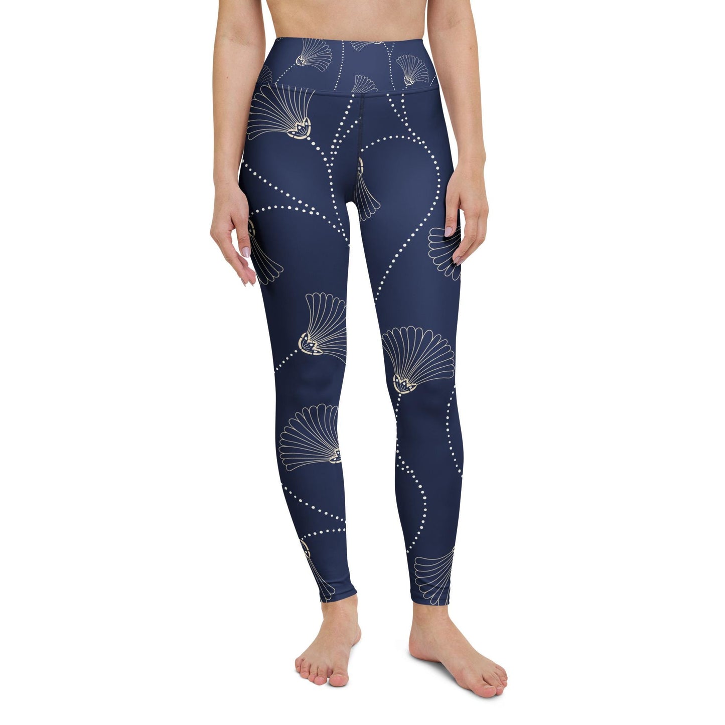 Legging de yoga pour femme – Bleu, Fleuri – Stretch, taille haute, séchage rapide – Minimaliste