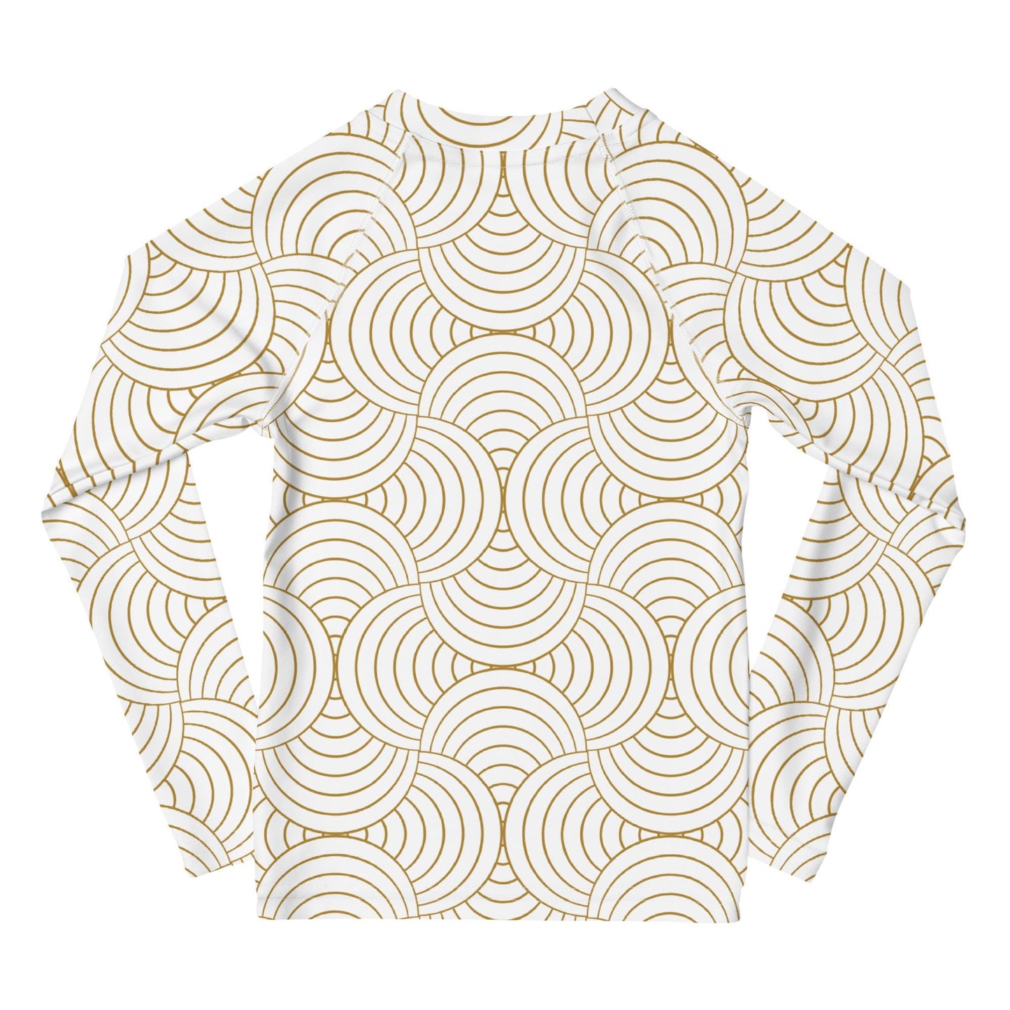 Rash guard pour petite fille – Blanc & Or – Compression légère, séchage rapide – Graphique