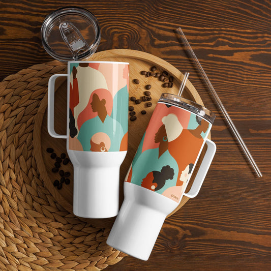 Mug Isotherme Inox - Mug de Voyage Isotherme en Acier Inoxydable avec Anse Design des Silhouettes Feminines Femmes - THERMOS Durable Étanche